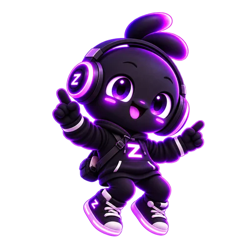 Zumi, personaje de ZUNO, disfrutando de la música